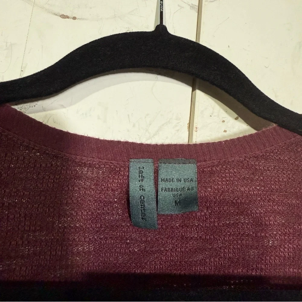 Anthropologie Left of Center Slub Knit Sweater Tie Front Burgundy Size Medium